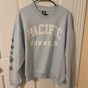 PacSun Light Blue Sweater with Floral Sleeves NWT